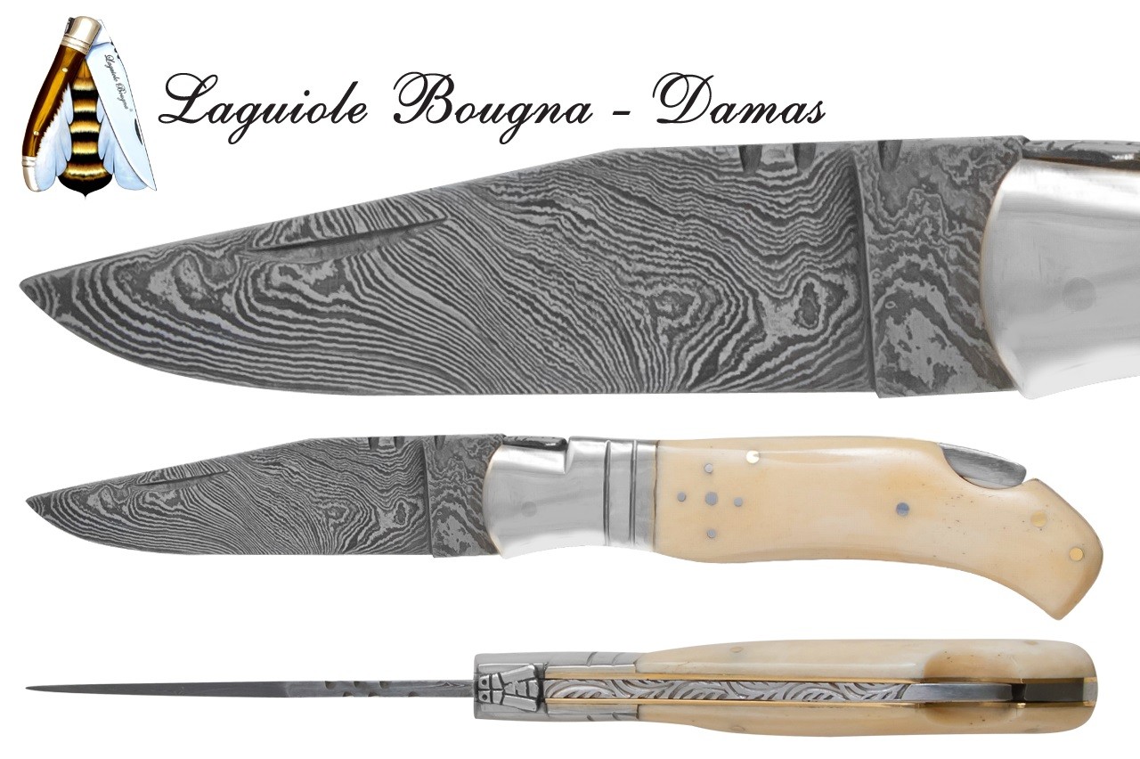 DAMAS - Folding knife 11,5 cm - bone