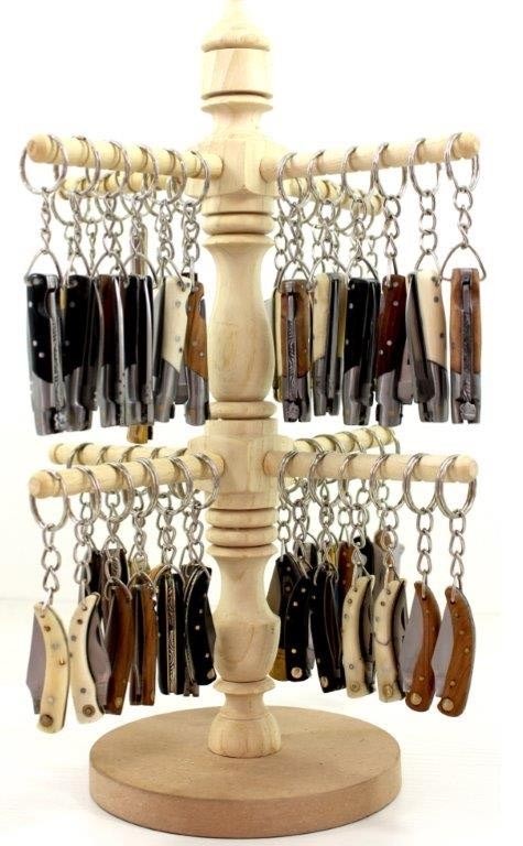 Keychain Showcase: 48-Key Capacity, 2-Tiered Design, Oak Wood Handle, Authentic Pakistan Knives