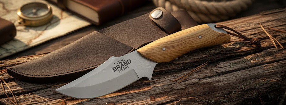 L - Folding adventurer knife fixed blade 24 cm & case - teak