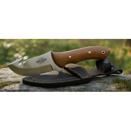 Skinning knife 21 cm teak with leather case