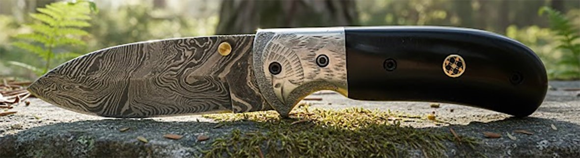 PAKISTAN DAMASCUS KNIVES - Collection Excellence 12 cm eagle - black horne