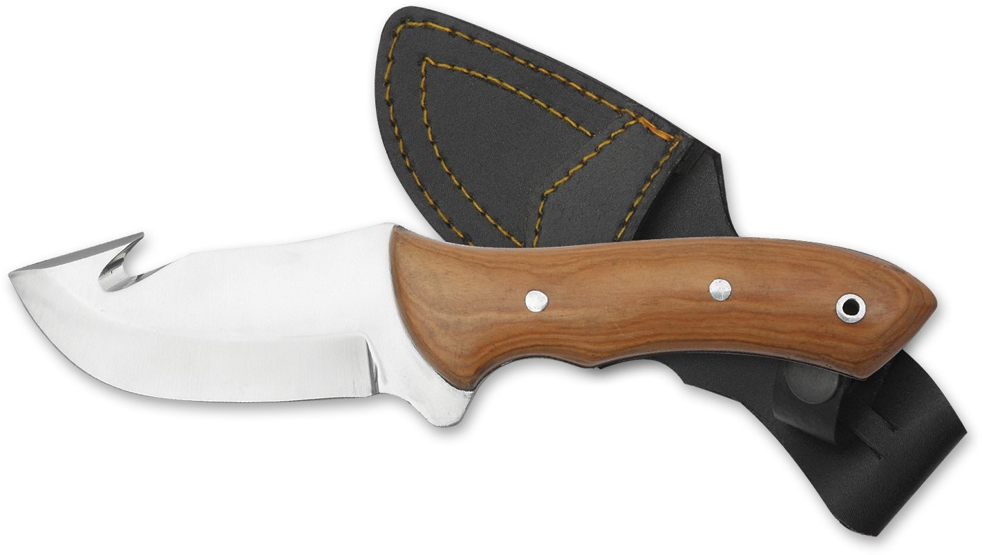 Skinning knife 21 cm teak with leather case