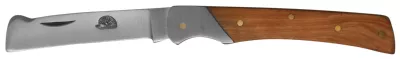 Teak Wood Handle Grafting Knife with Angled Steel Bolster – 10 cm Handle