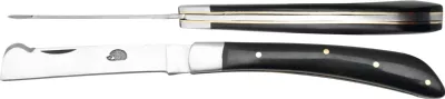 Black Horn Handle Grafting Knife with Bark Lifter – 10 cm Handle, Inox Bolster