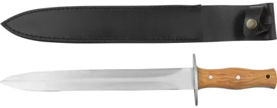 Fixed Blade Dagger Knife with Olive Wood Handle – 12 cm Handle, Leather Case Included