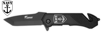 Navy Anchor Rescue Knife – 8.5 cm Tanto Blade, 11.7 cm Handle, Glass Breaker & Belt Cutter