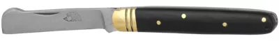 Black Horn Handle Flat-Blade Grafting Knife – 10 cm Handle, Brass Bolster