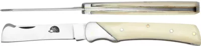 White Bone Handle Grafting Knife with Bark Lifter – 10 cm Handle, Inox Bolster