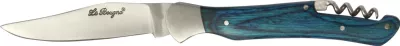 Vivid Teal Wood Handle Corkscrew Folding Knife – 12 cm Handle, Inox Bolster