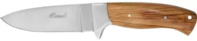 Fixed Blade Knife with Golden Teak Wood Handle – 12 cm Handle, Inox Bolster, Leather Case Included
