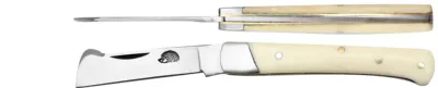 White Bone Handle Grafting Knife with Bark Lifter – 8 cm Handle, Inox Bolster