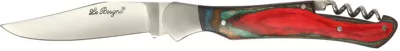 Fire Red & Green Wood Handle Corkscrew Folding Knife – 12 cm Handle, Inox Bolster