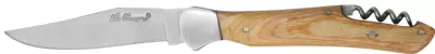 Creamy Oak Wood Handle Corkscrew Folding Knife – 12 cm Handle, Inox Bolster