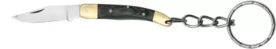 Black Wood Handle Folding Knife Keychain – 5.8 cm Handle, Brass Bolster