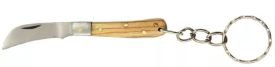 Teak Wood Handle Pruning Folding Knife Keychain – 5 cm Handle, Inox Bolster