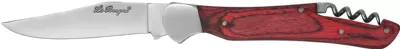 Cherry Red Wood Handle Corkscrew Folding Knife – 12 cm Handle, Inox Bolster