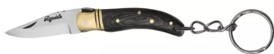 Ebony-Tone Wood Handle Folding Knife Keychain – 6 cm Handle, Brass Bolster