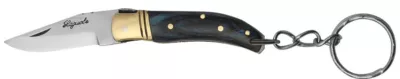 Deep Blue Wood Handle Folding Knife Keychain – 6 cm Handle, Brass Bolster