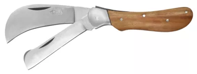 Dual-Blade Pruning Knife with Teak Wood Handle – 9.6 cm Handle, Inox Bolster