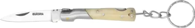 White Bone Handle Vintage Folding Knife Keychain – 6 cm Handle, Inox Bolster