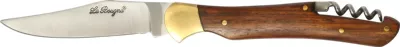 Rich Mahogany-Tone Wood Handle Corkscrew Folding Knife – 12 cm Handle, Brass Bolster
