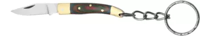 Swirled Wood Handle Folding Knife Keychain – 5.8 cm Handle, Brass Bolster