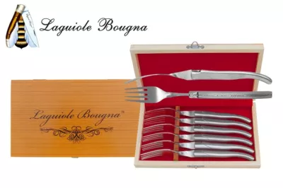 All-Steel Table Fork Set – 12 cm Handle, Set of 6 with Sharpening Steel
