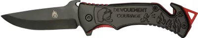 Black & Red Firefighter Motif Rescue Folding Knife – 12.5 cm Handle, Glass Breaker & Belt Cutter