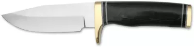 Fixed Blade Tactical Knife with Dark Horn Handle & Brass Fittings – 11.4 cm Handle, Leather Case Included