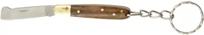 Dark Wood Handle Grafting Folding Knife Keychain – 5.5 cm Handle, Brass Bolster