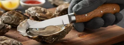 Acacia Wood Handle Oyster Knife – 8.5 cm Handle, 14 cm Total Length