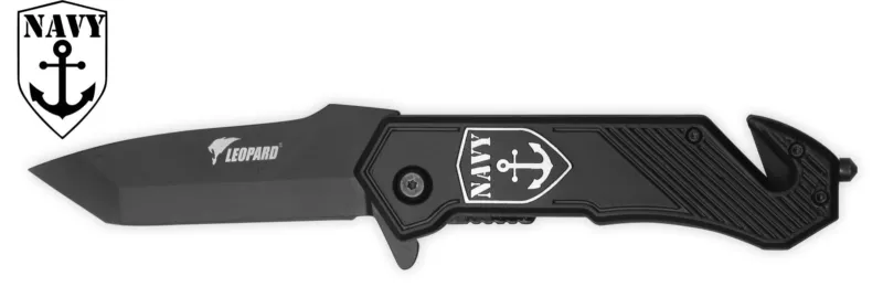 Navy Anchor Rescue Knife – 8.5 cm Tanto Blade, 11.7 cm Handle, Glass Breaker & Belt Cutter