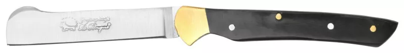 Glossy Black Handle Flat-Blade Grafting Knife – 8 cm Handle, Brass Bolster