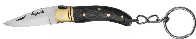 Ebony-Tone Wood Handle Folding Knife Keychain – 6 cm Handle, Brass Bolster