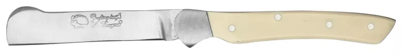 White Handle Flat-Blade Grafting Knife – 8 cm Handle, Inox Bolster
