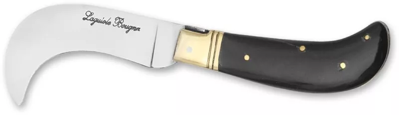 Black Horn Handle Shepherd's Pruning Knife – 9.4 cm Handle, Brass Bolster