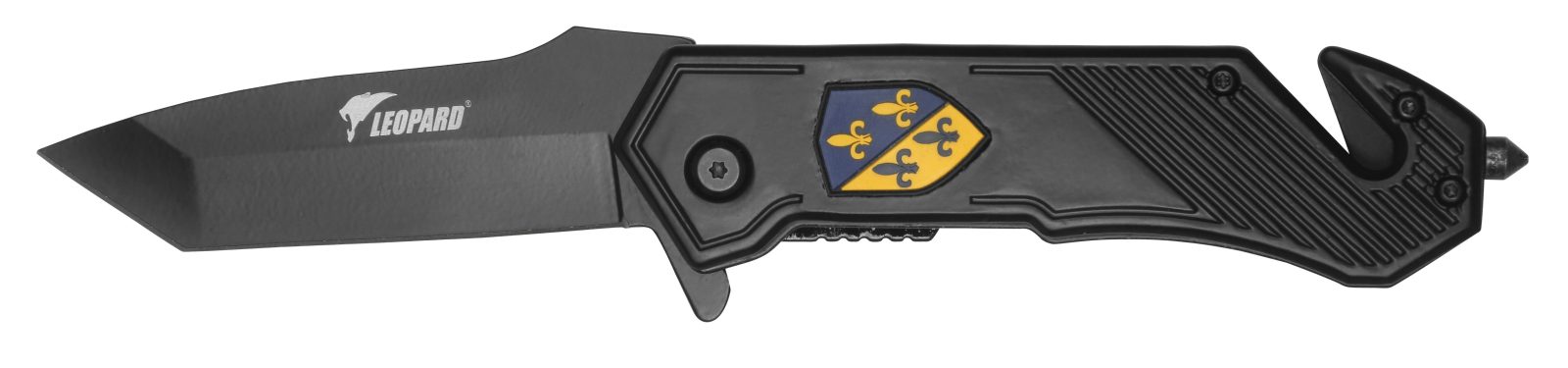 Black Rescue Folding Knife with Grooved Aluminum Handle – 11.7 cm Handle