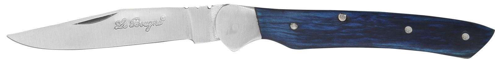 Deep Navy Blue Wood Handle Folding Knife – 10 cm Handle, Inox Bolster