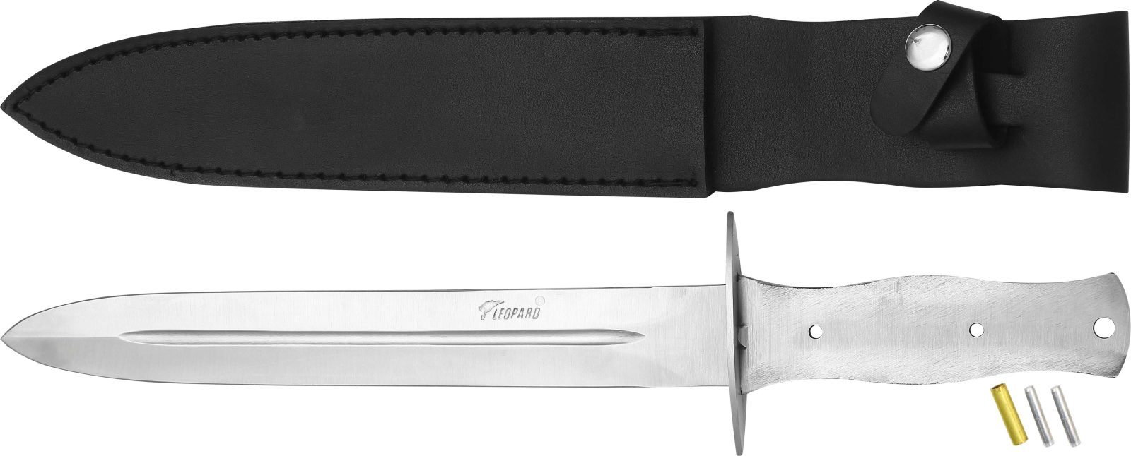Stainless Steel Dagger Blade Blank with Mounting Rivets – 13 cm Tang, Leather Case Included