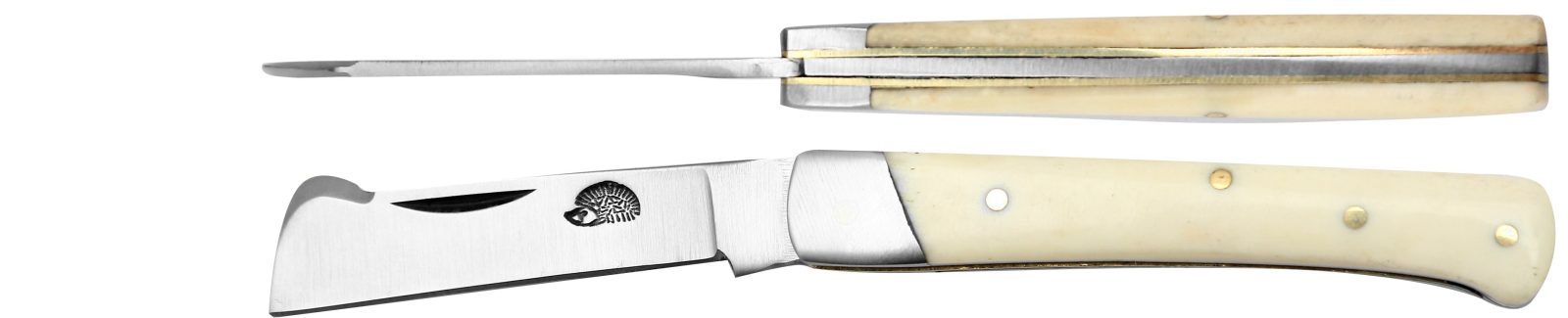 White Bone Handle Grafting Knife with Bark Lifter – 8 cm Handle, Inox Bolster