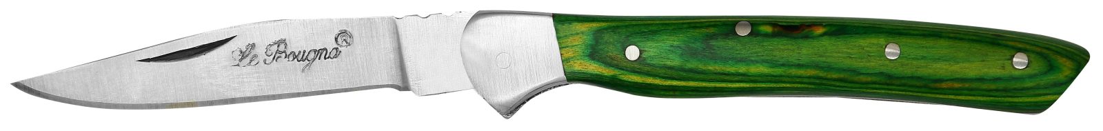 Vivid Green Wood Handle Folding Knife – 10 cm Handle, Inox Bolster