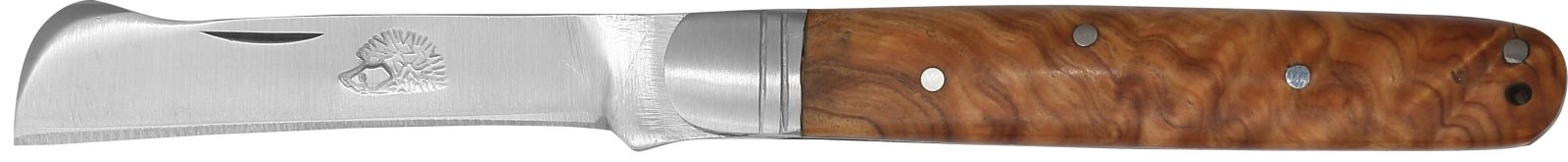 Burl Wood Handle Hooked Grafting Knife – 10 cm Handle, Inox Bolster