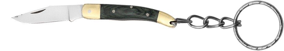 Black Wood Handle Folding Knife Keychain – 5.8 cm Handle, Brass Bolster