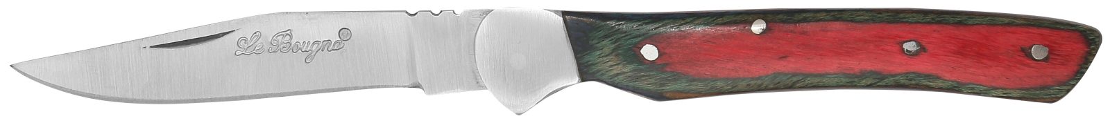 Fire Red & Green Wood Handle Folding Knife – 10 cm Handle, Inox Bolster