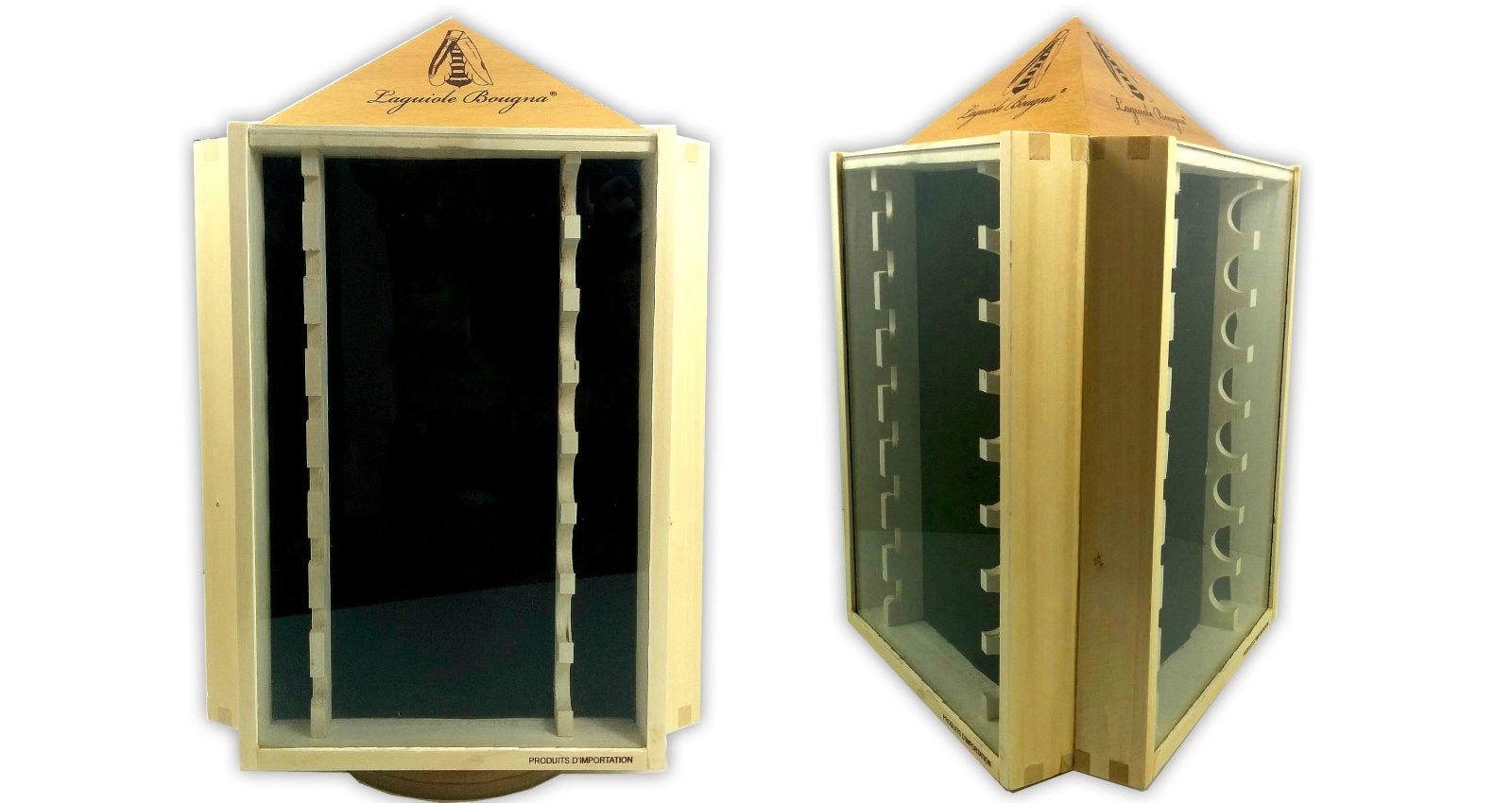 Pyramid-Top Glass Knife Showcase Cabinet