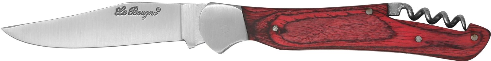 Cherry Red Wood Handle Corkscrew Folding Knife – 12 cm Handle, Inox Bolster