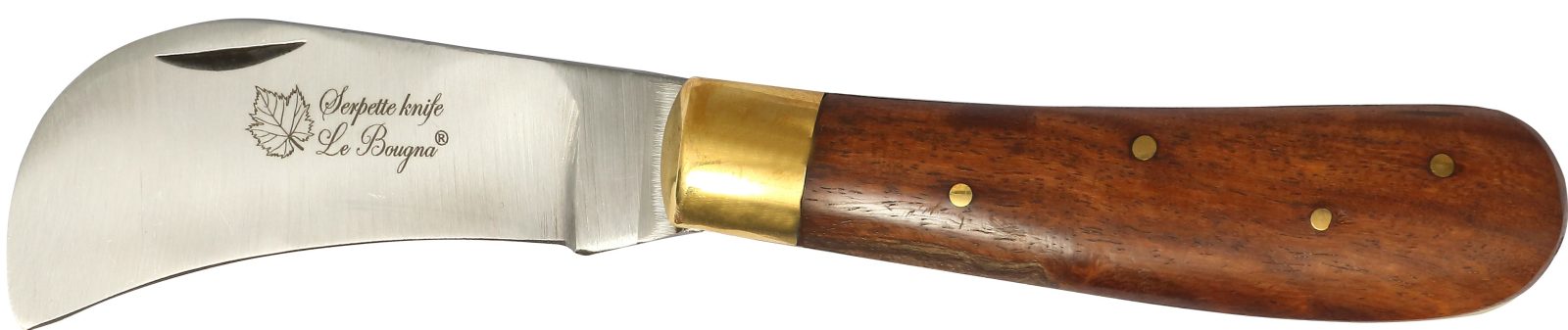 Dark Wood Handle Pruning Knife – 10 cm Handle, Brass Bolster