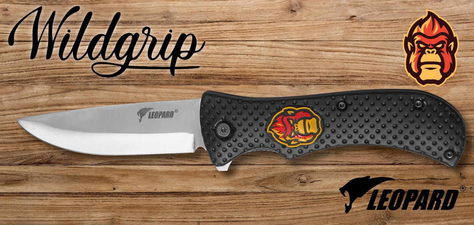 Folding Knife with Ridged Black Grip – 12 cm Handle