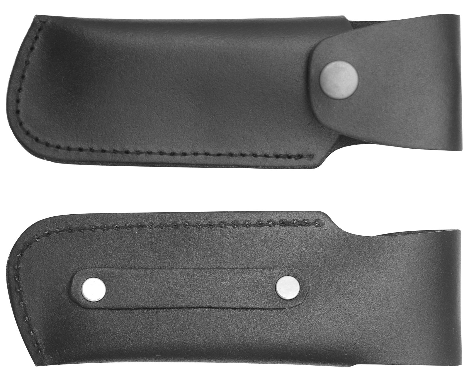 Flat Black Leather Knife Sheath – 12 cm