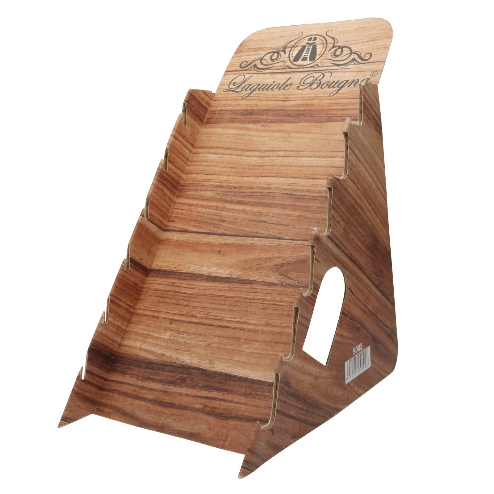 Wood-Grain Print Cardboard Knife Display Stand